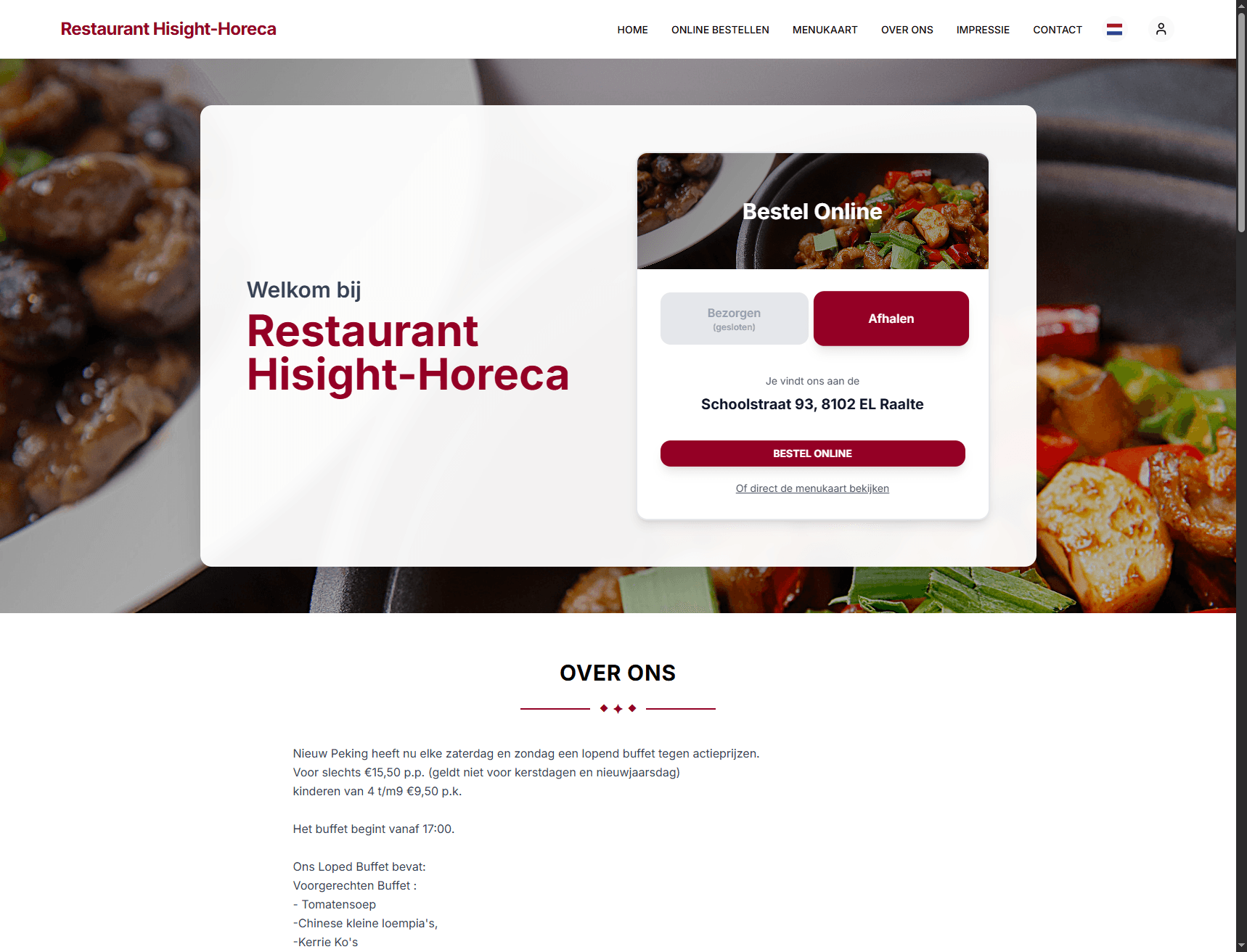 Webshop homepage