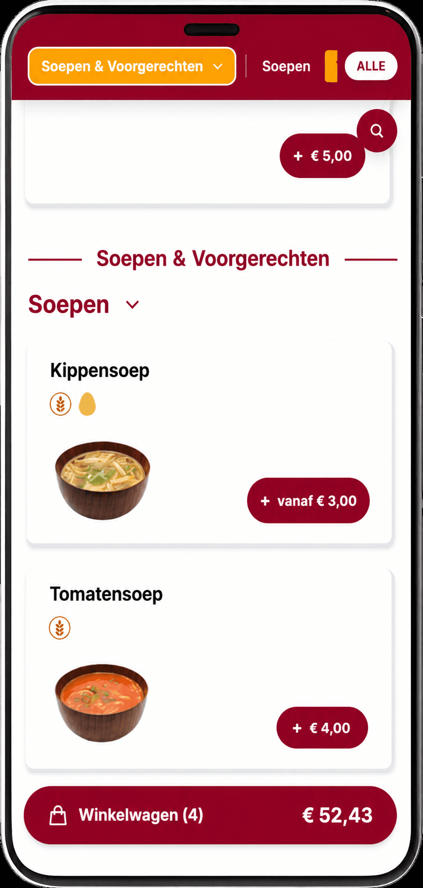 Mobiele bestelwebsite